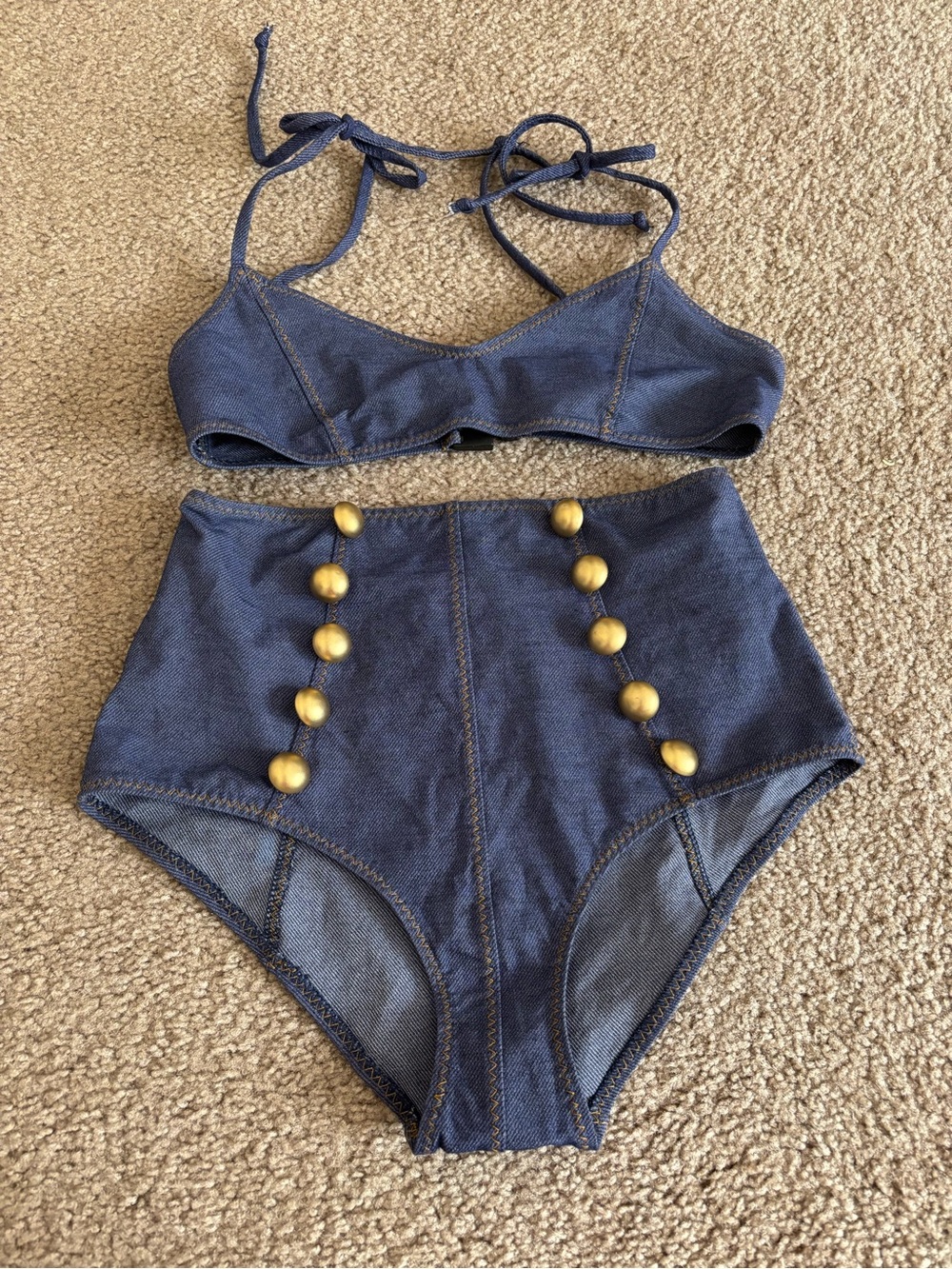 Lisa Marie XS (Lisa Marie Size I) Denim High Rise Bikini - New Without Tags